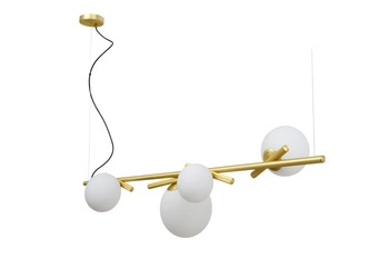 Lampa Wisząca Złota Rama 4 Szklane Mleczne Klosze TUDOR 4